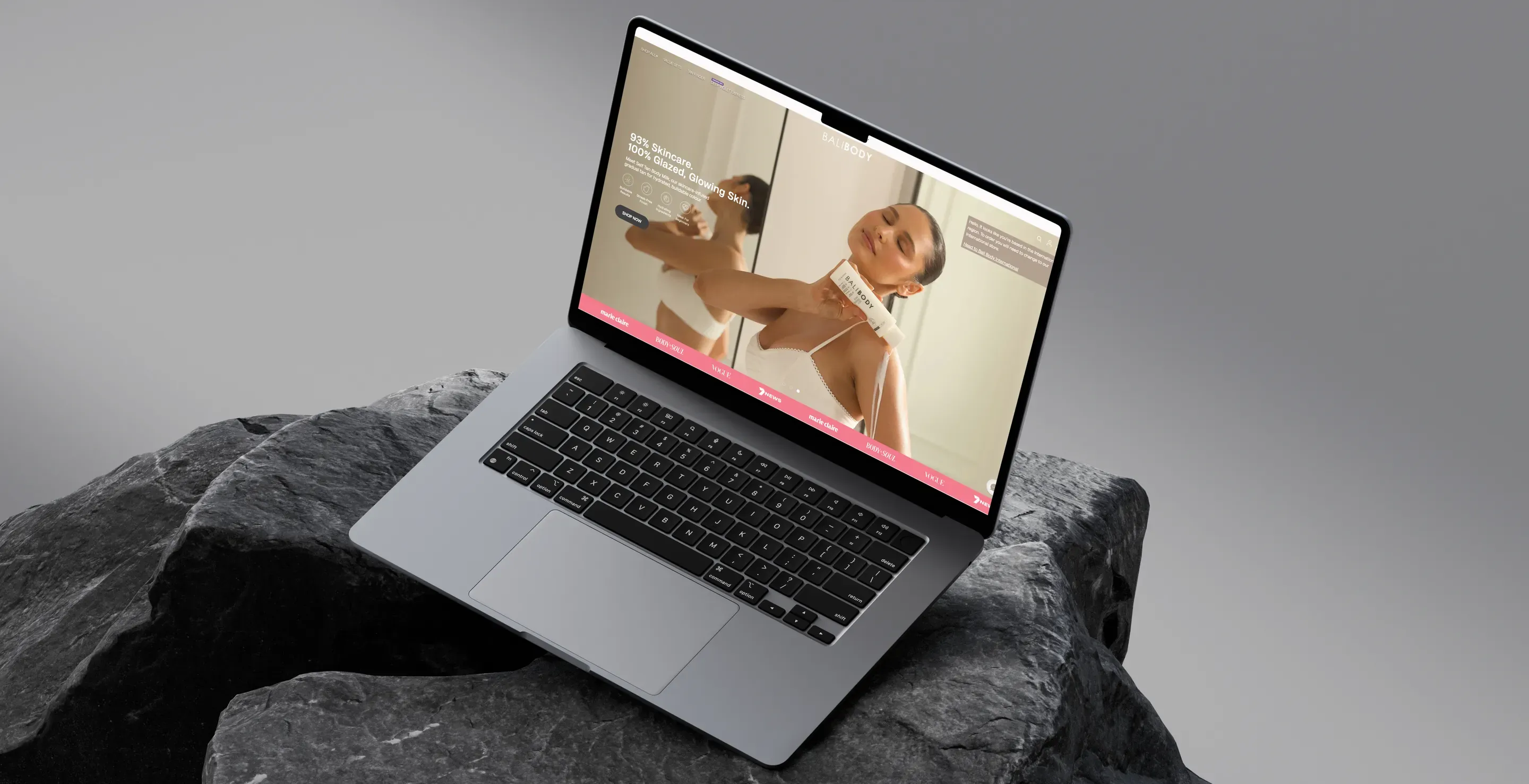 Bali Body store on a laptop