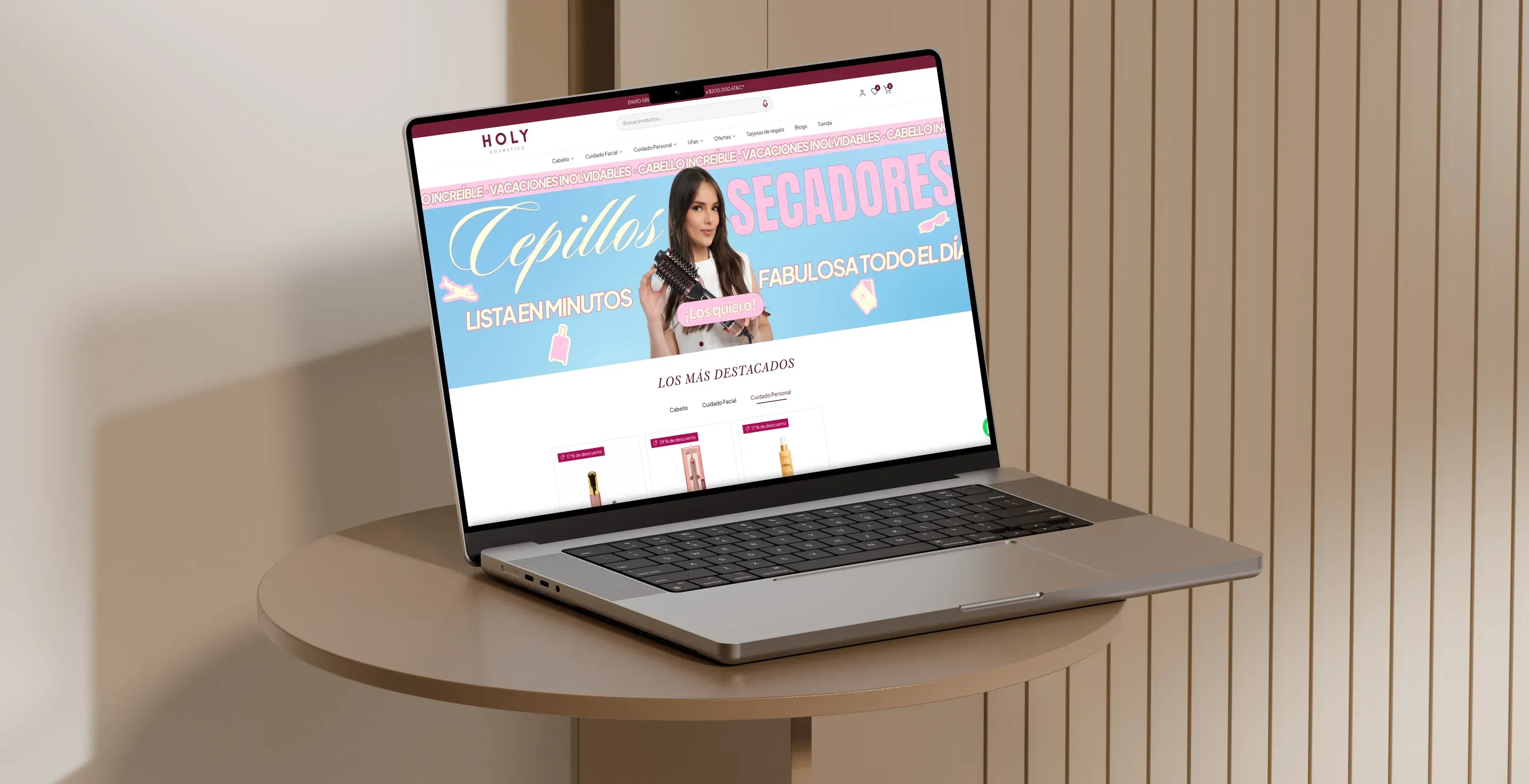 Holy Cosmetics store on a laptop
