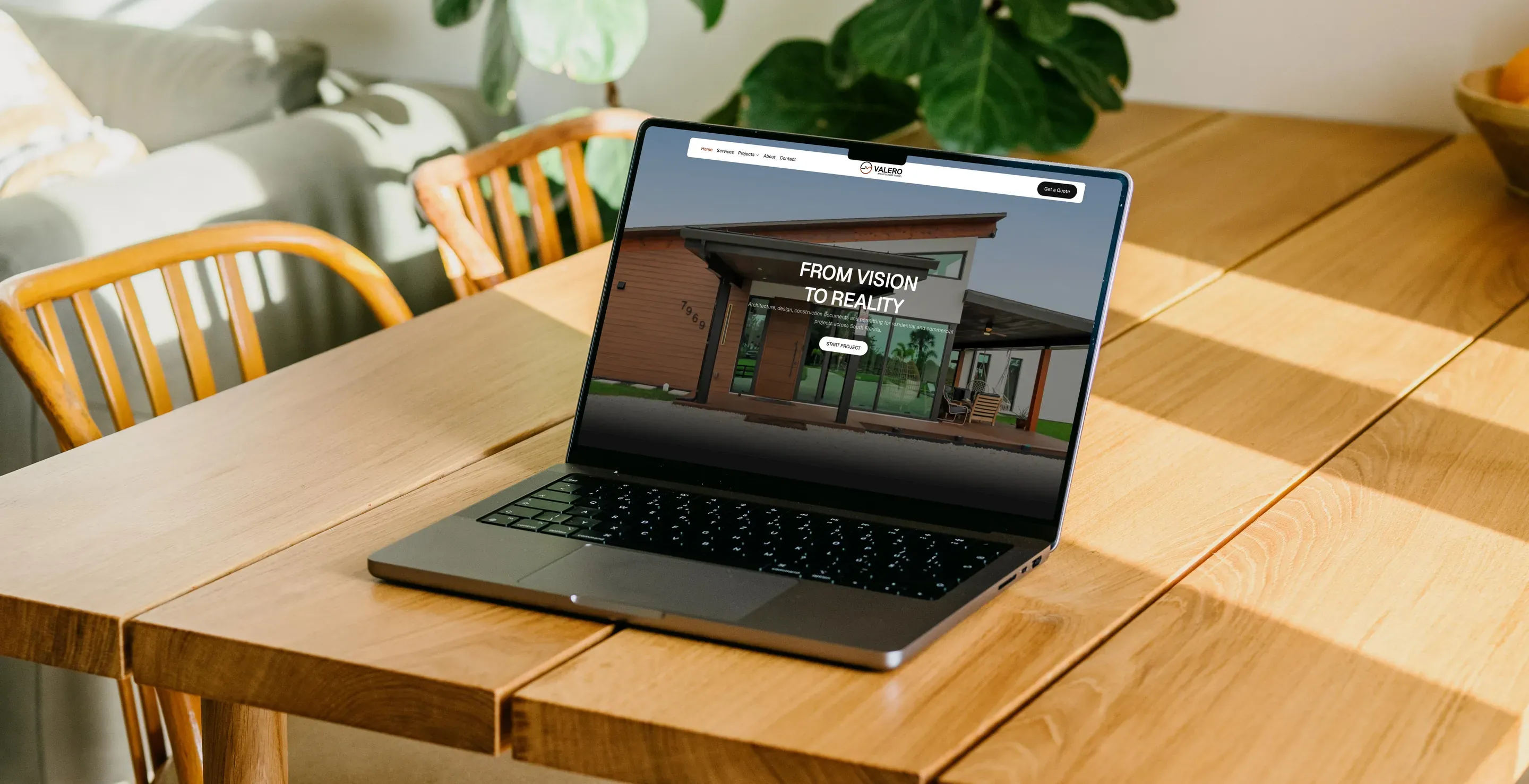 Valero Architecture Studio website on a laptop