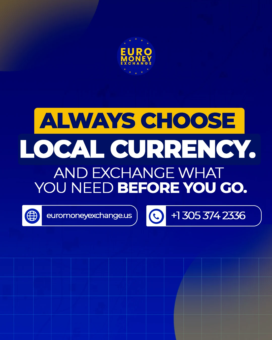 Euro Money carousel closing artwork: Always choose local currency