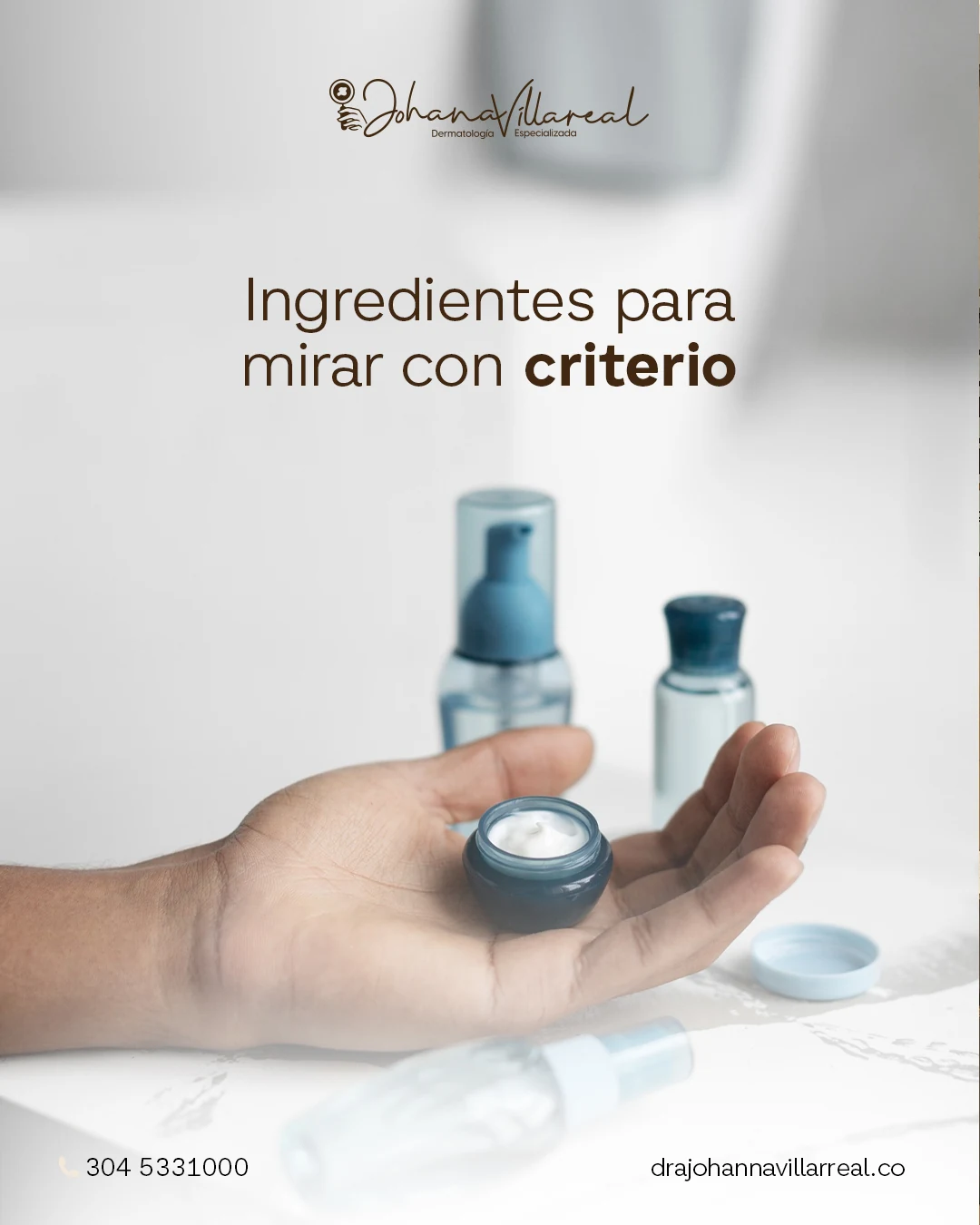 Dra. Johanna Villarreal carousel slide about reading cosmetic ingredients with care